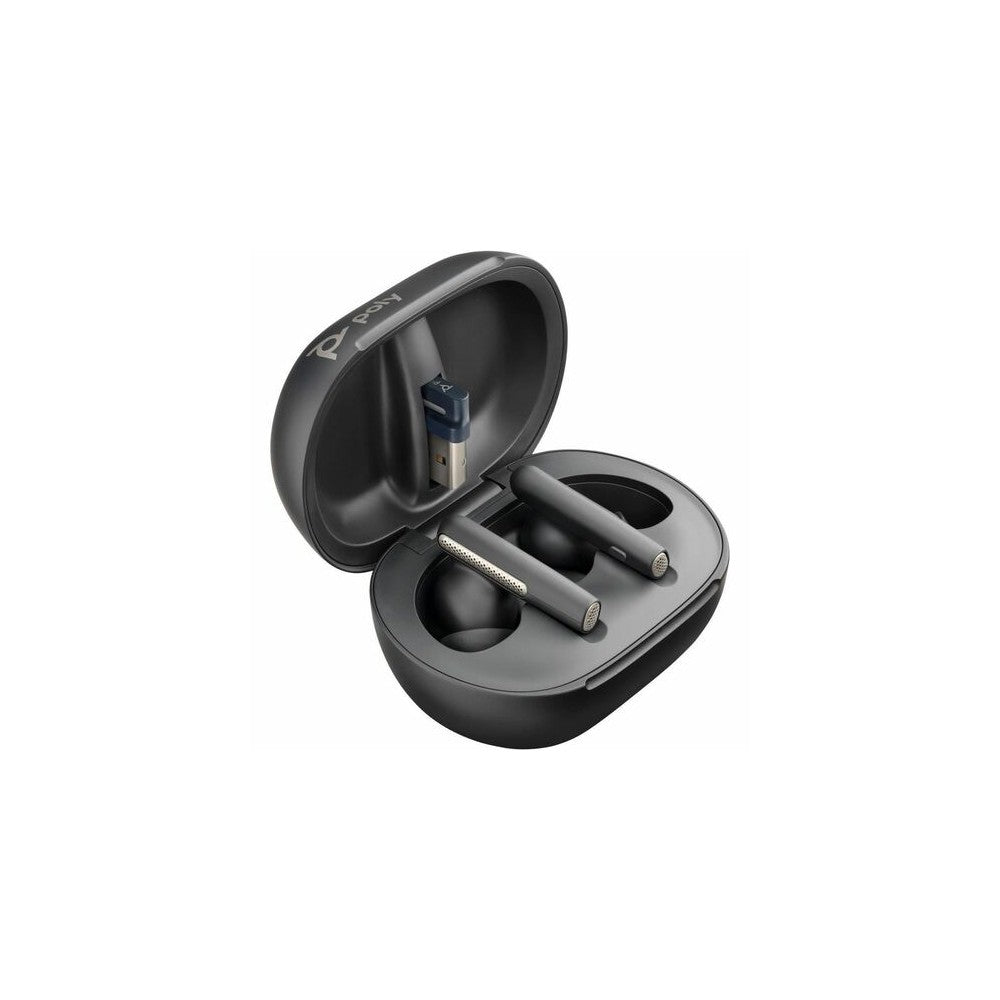 Poly Voyager Free 60+ UC M Carbon Black Earbuds +BT700 USB-C Adapter +Touchscreen Charge Case