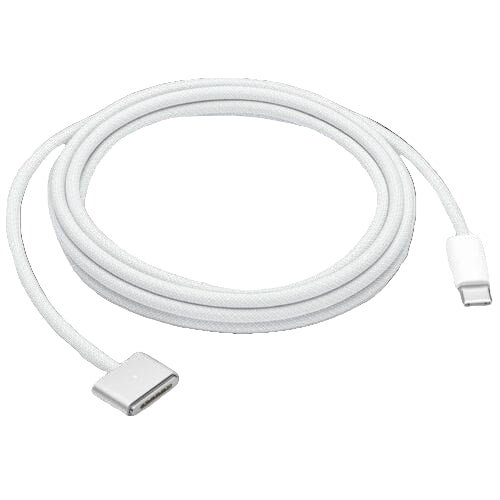 White USB-C cable on a white background